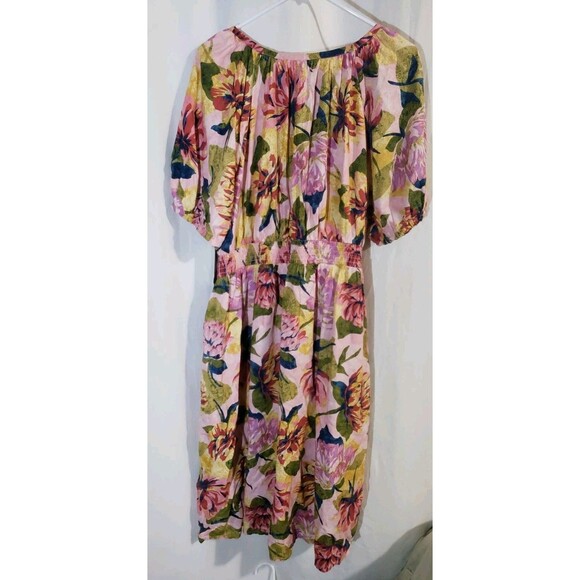 Terra & Sky Women's 1X (16W-18W) Plus Size Puff Sleeve Pearl Blush Floral Dress - Picture 10 of 11